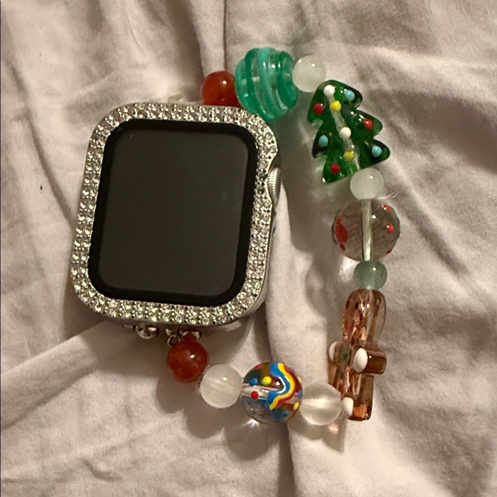 Apple Silver Watch with Colorful Beaded Band